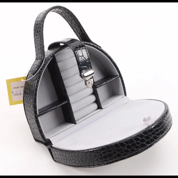 NWT Alten Black Croc Embossed Vinyl Travel Jewelry Case Boxes Set of 3 - Picture 8 of 14